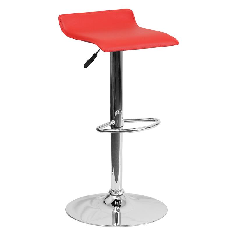 Contemporary Solid Wave Seat Vinyl Adjustable Bar Stool - 15"W x 15"D x 25.5" - 34"H - 15"W x 15"D x 25.5" - 34"H