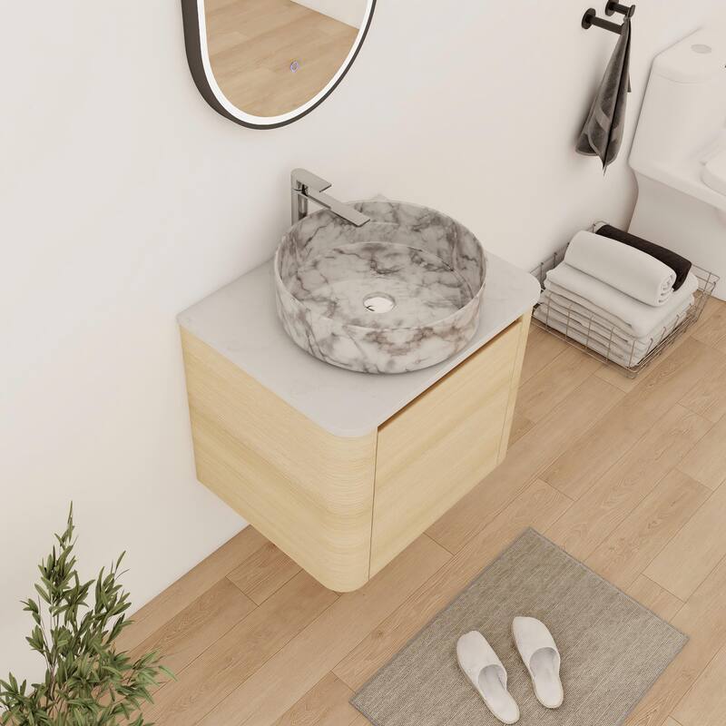 Bathroom Vanity With Sink In 24/30 Inch, Floating Bathroom Vanity With Soft Close Door