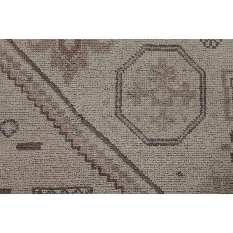 Beige Distressed Tabriz Persian Vintage Rug Handmade Wool Carpet - 6'4"x 9'8"