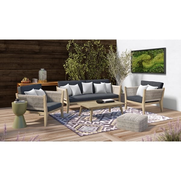 slide 11 of 10, WyndenHall Luna Contemporary 4 Piece Outdoor Conversation Set in Slate Grey Polyester Fabric Slate Grey