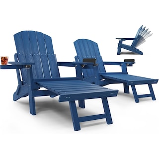 WINSOON Set of 2 Folding Adirondack Chair with Adjustable Backrest and Retractable Ottoman