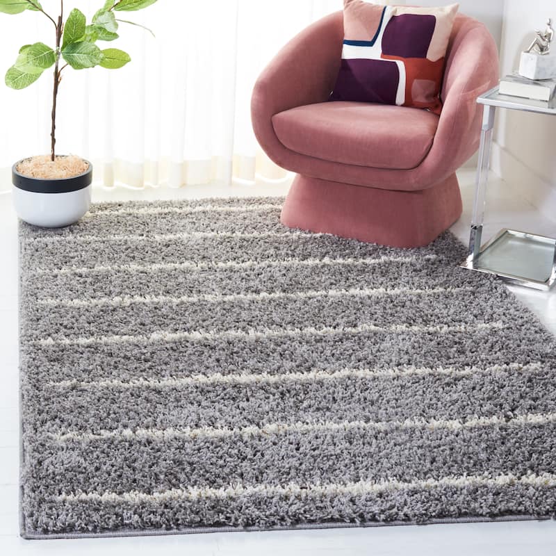 SAFAVIEH Venus Shag Zoea 1.75-inch Thick Rug - 8' x 10' - Grey/Ivory