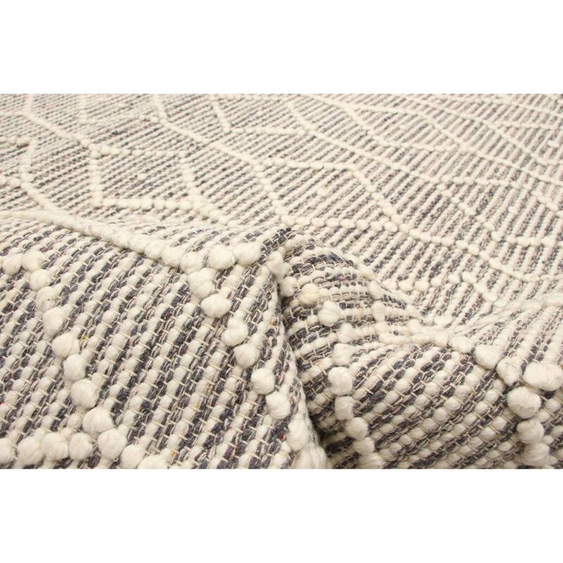 ECARPETGALLERY Braid weave Sienna Grey Wool Rug - 5'1 x 8'1