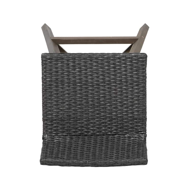 La Brea Outdoor Acacia Wood and Wicker Barstools (Set of 4) by Christopher Knight Home