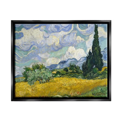 Stupell Van Gogh Wheat Field with Cypresses Post Impressionist Painting Floater Frame - Multi-Color