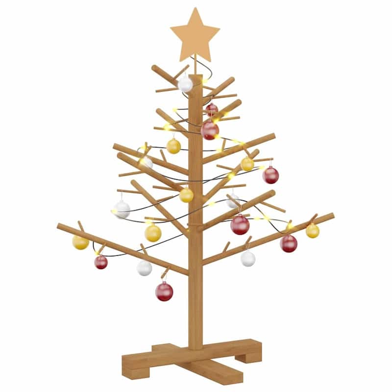 vidaXL Wooden Christmas Tree with Stand Natural/Brown Solid pine wood