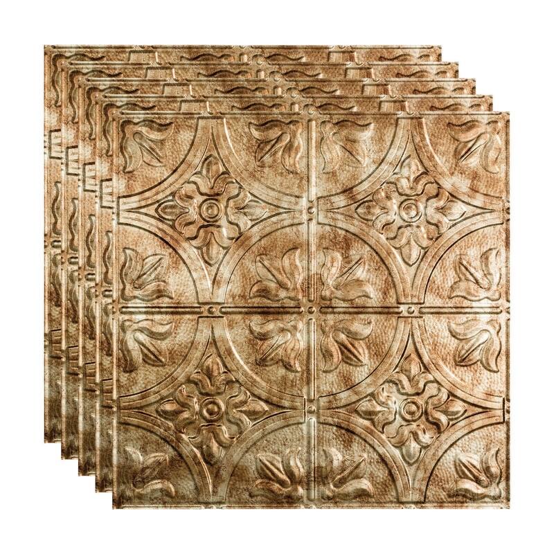 FASÄDE Traditional Style 2 Decorative Vinyl 2ft x 2ft Lay in Ceiling Panel in Bermuda Bronze (5 Pack) - 5 Pack - Bermuda Bronze