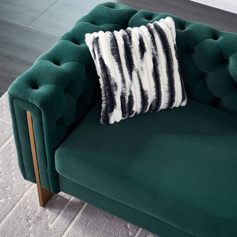 Chesterfield Modern Tufted Velvet Living Room Sofa, 84.25''W Couch,Mint Green