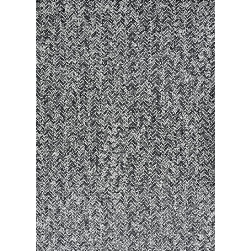 Hampton Herringbone Black Indoor/ Outdoor Area Rug