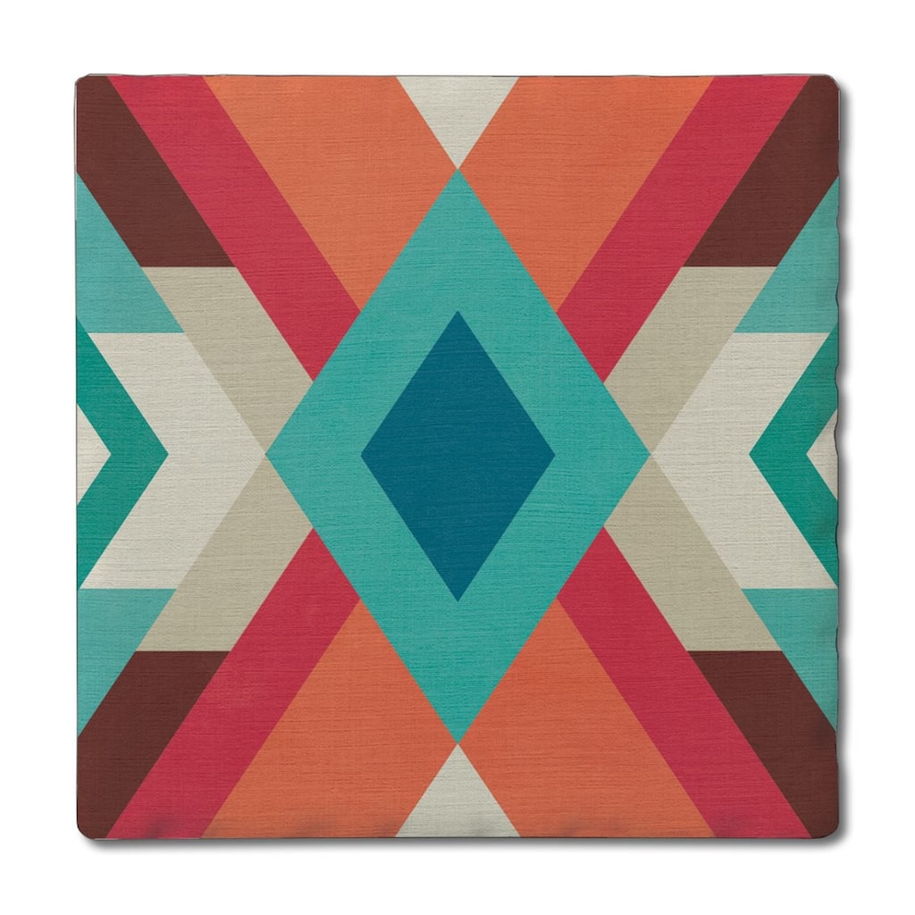 Aztec Dream 4 Pack Absorbent Stone Coasters with Cork Backing 4" Square Made in The USA Absorbent Wipes Clean