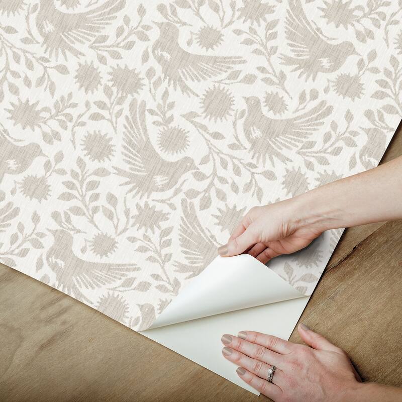 NuWallpaper Waverly Winged Serenade Taupe Peel and Stick Wallpaper - N/A