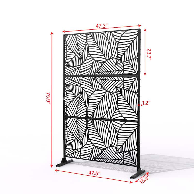 Outdoor Privacy Screen with Stand for Patio Garden Metal Fence
