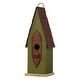 preview thumbnail 20 of 32, Glitzhome 13"H Retro Wooden Distressed Garden Birdhouse - 4.5"L x 4.25"W x 13.25"H Green