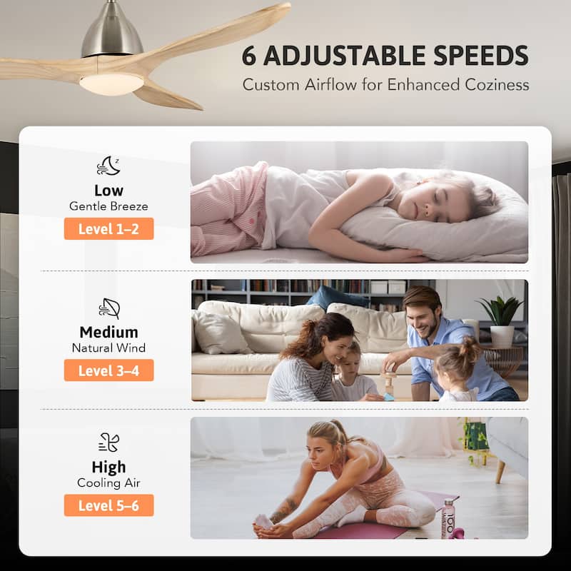 CO-Z Mid-century Modern 3 - Blade Smart LED Ceiling Fan with Dimmable Light and Remote