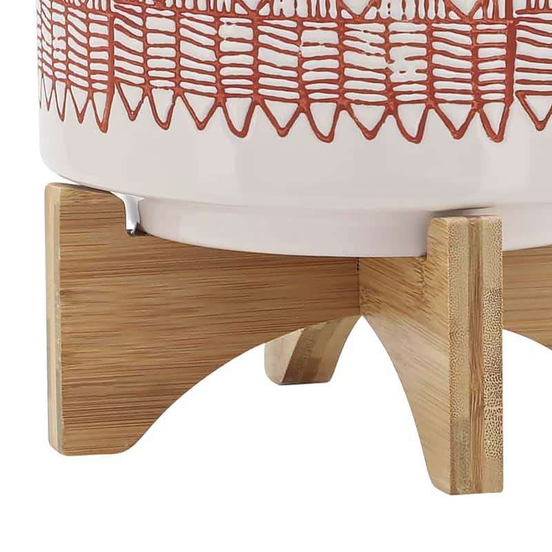 Sagebrook Home Abstract Ceramic Planter on Stand Indoor/Outdoor