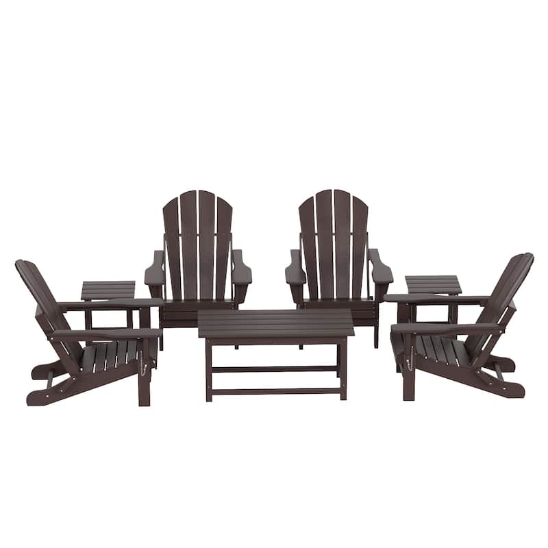 Laguna Hdpe All Weather Outdoor Patio Foldable Adirondack Chairs Conversation Set (7-Piece Set)