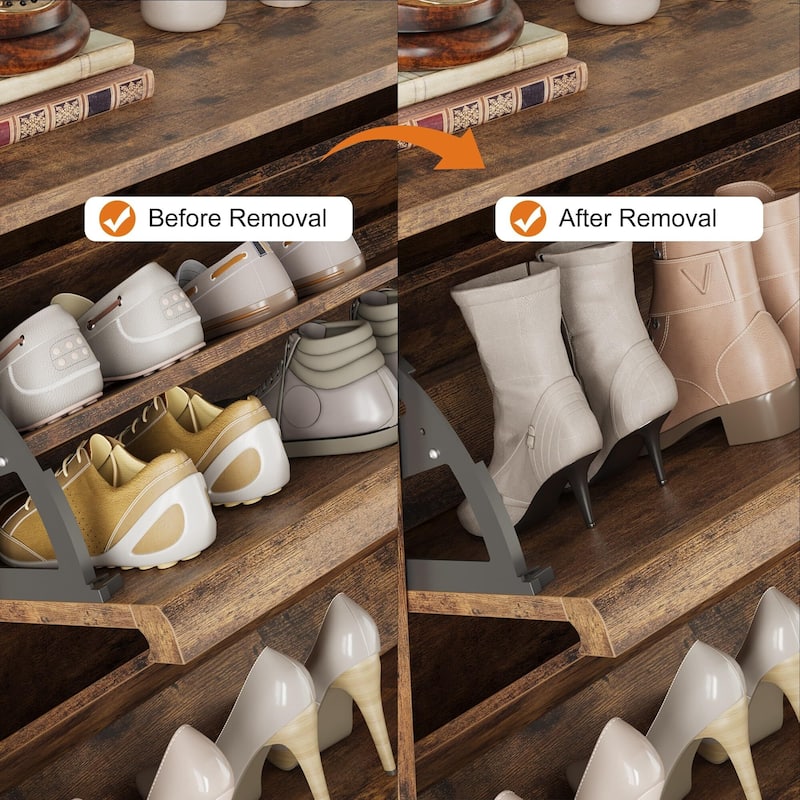 Drawer Wooden Shoe Cabinet with Adjustable Shelves