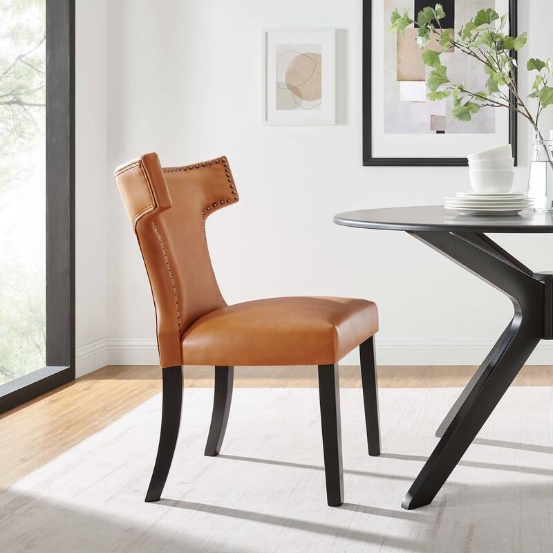 Curve Vegan Leather Dining Chair - Tan