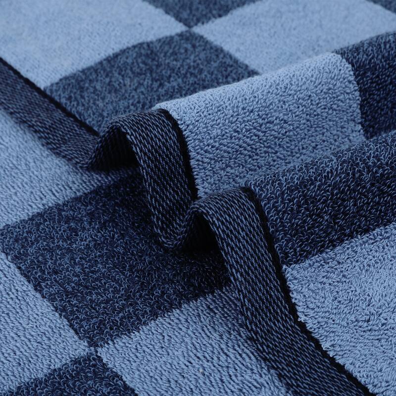 Bathroom Checkered Decorative Hand Towel Set 14" x 28", Cotton Face Towels Soft Absorbent for Spa, Bath, Gym, Kitchen