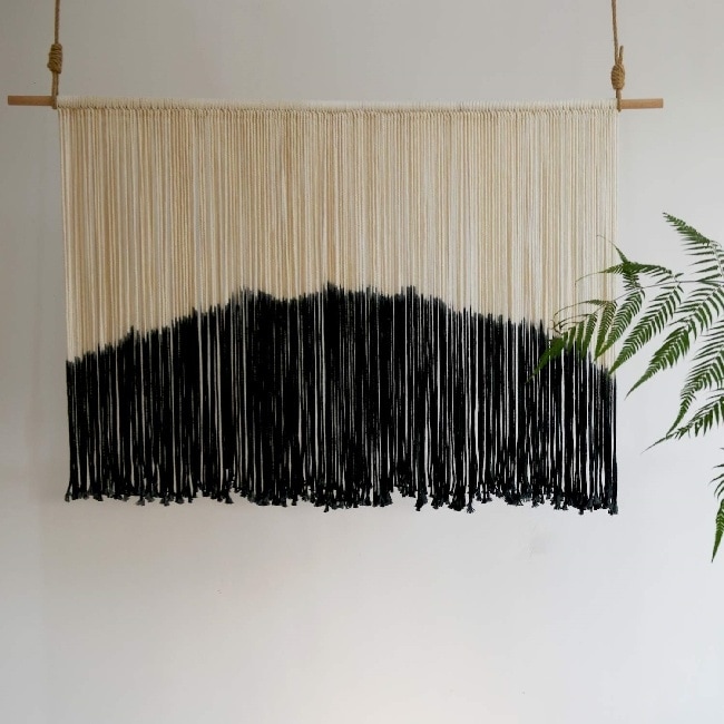 57x35 Bohemian Yarn Tapestry , Tie-Dye Macrame Tapestry, Handmade