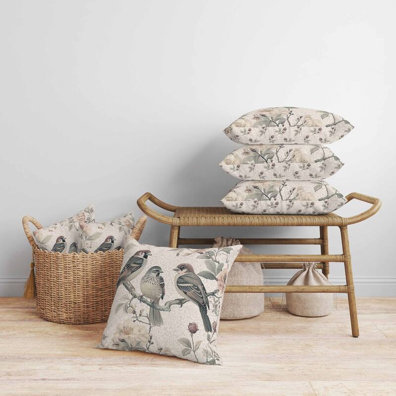Branch Buddies Faux Suede Reversible Throw Pillow Beige and Green