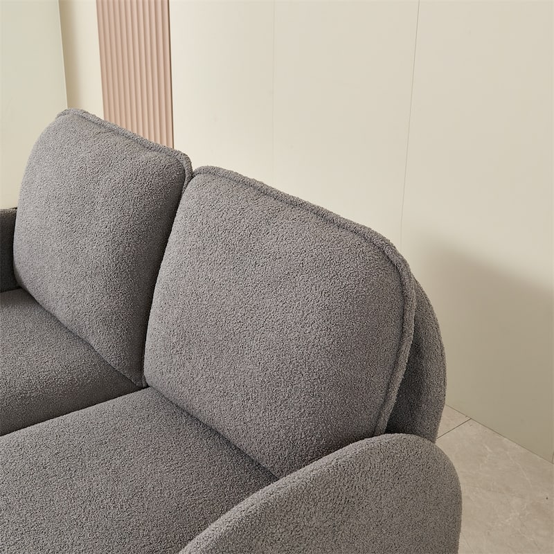 59" Sherpa Fabric Upholstered Sofa Small Couch for Living Room