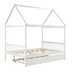 preview thumbnail 9 of 11, White Full Size Wood House Bed with Trundle and Roof