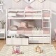 preview thumbnail 15 of 24, Twin Over Twin Bunk Bed Wood Bed Frame with 2 Storage Drawers and Ladder-Gray White