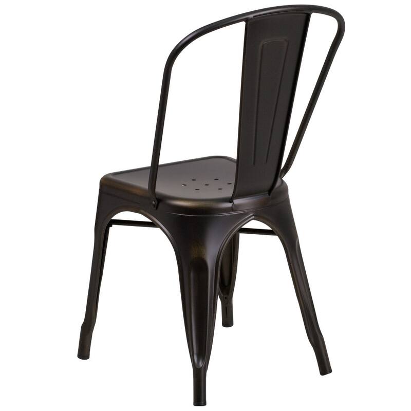 Distressed Metal Indoor/ Outdoor Stackable Chair