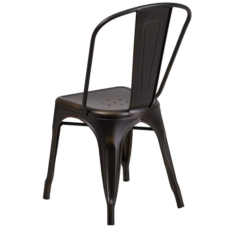 Distressed Metal Indoor-Outdoor Stackable Chair - Kitchen Furniture