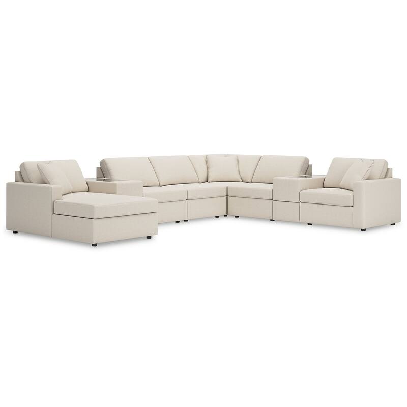 Signature Design by Ashley Modmax 8-Piece Sectional with Chaise and Storage Consoles - 157" W x 124" D x 36" H - Beige - Right Facing