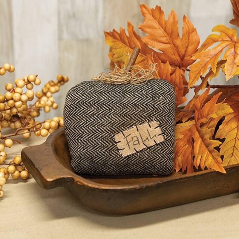 Primitive Stuffed Pumpkin with Mossy Top and Fall Patch Decor - 5" x 1.50" x 5.50"