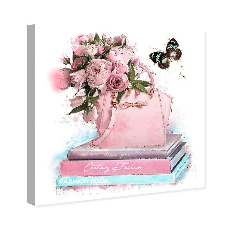 Wynwood Studio Canvas Fashion and Glam Pink Fashion Books Pink and Pastel Pink Glam Wall Art Canvas Print