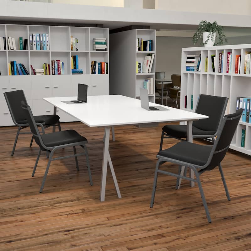 4 Pack Heavy Duty Stack Chair - 21"D x 19.75"W x 31.25"H - Black Vinyl