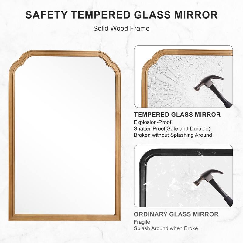 Top Corner Scalloped Rectangle Decorative Farmhouse Wall Mirror