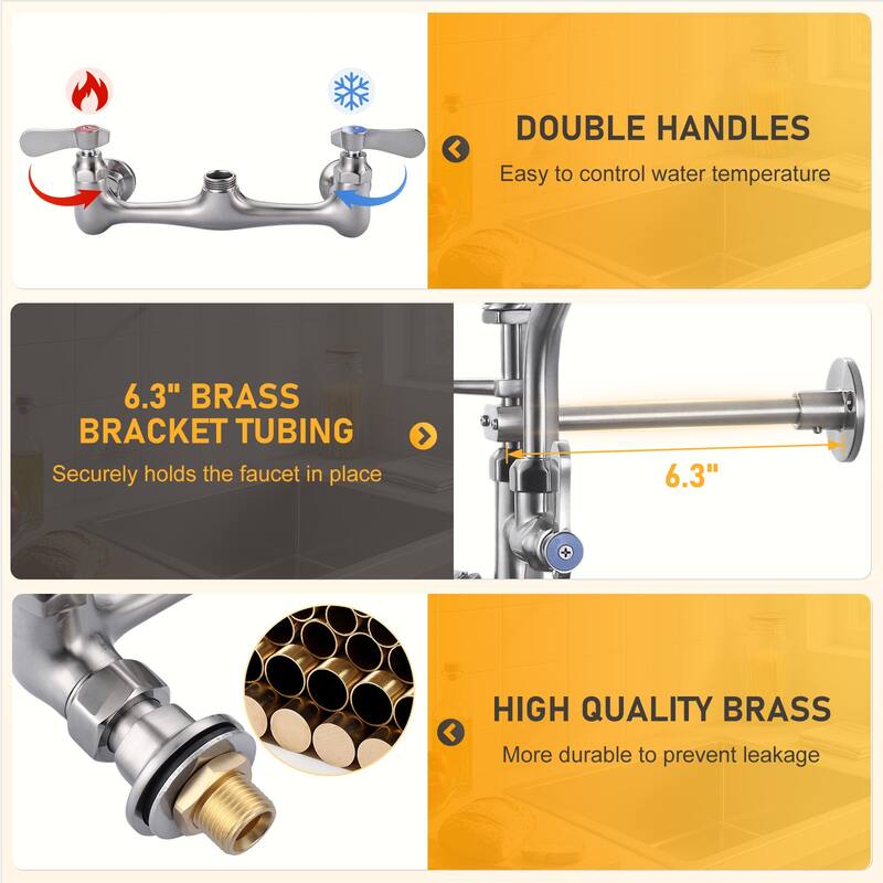 WOWOW Pull Down Sprayer Commeicial Faucet with Pre-Rinse Sprayer