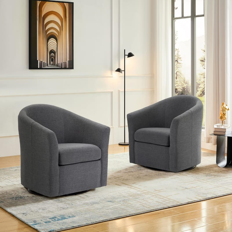 Modern Upholstered Swivel Barrel Chair Living Room Accent Chair
