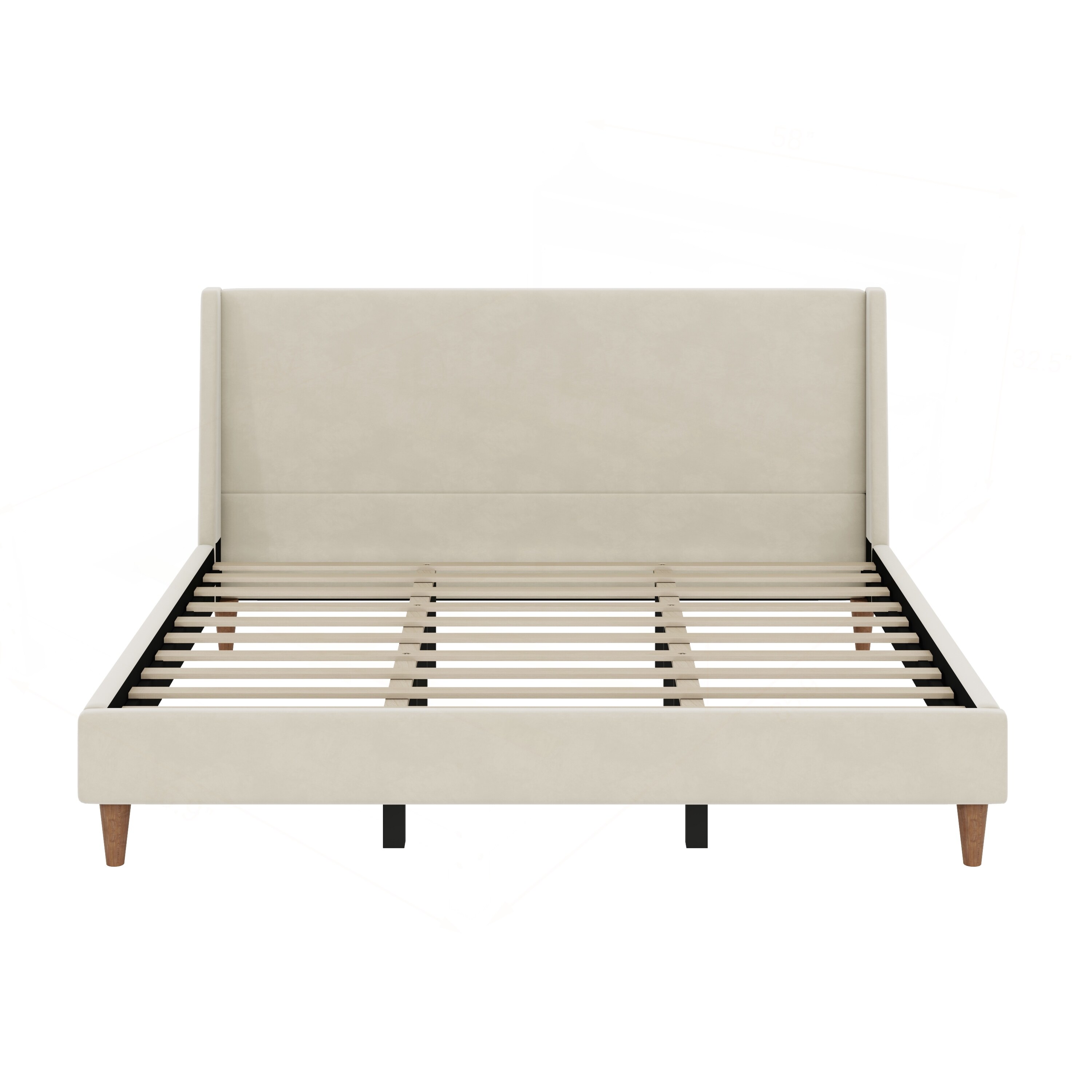 Luxurious Velvet Upholstered Platform Bed with Stylish Headboard