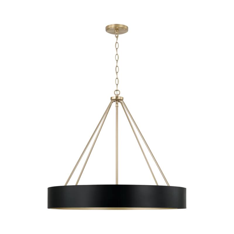 27.50"W x 24.25"H 4-Light Modern Circular Metal Chandelier with Painted Matte Brass Interior