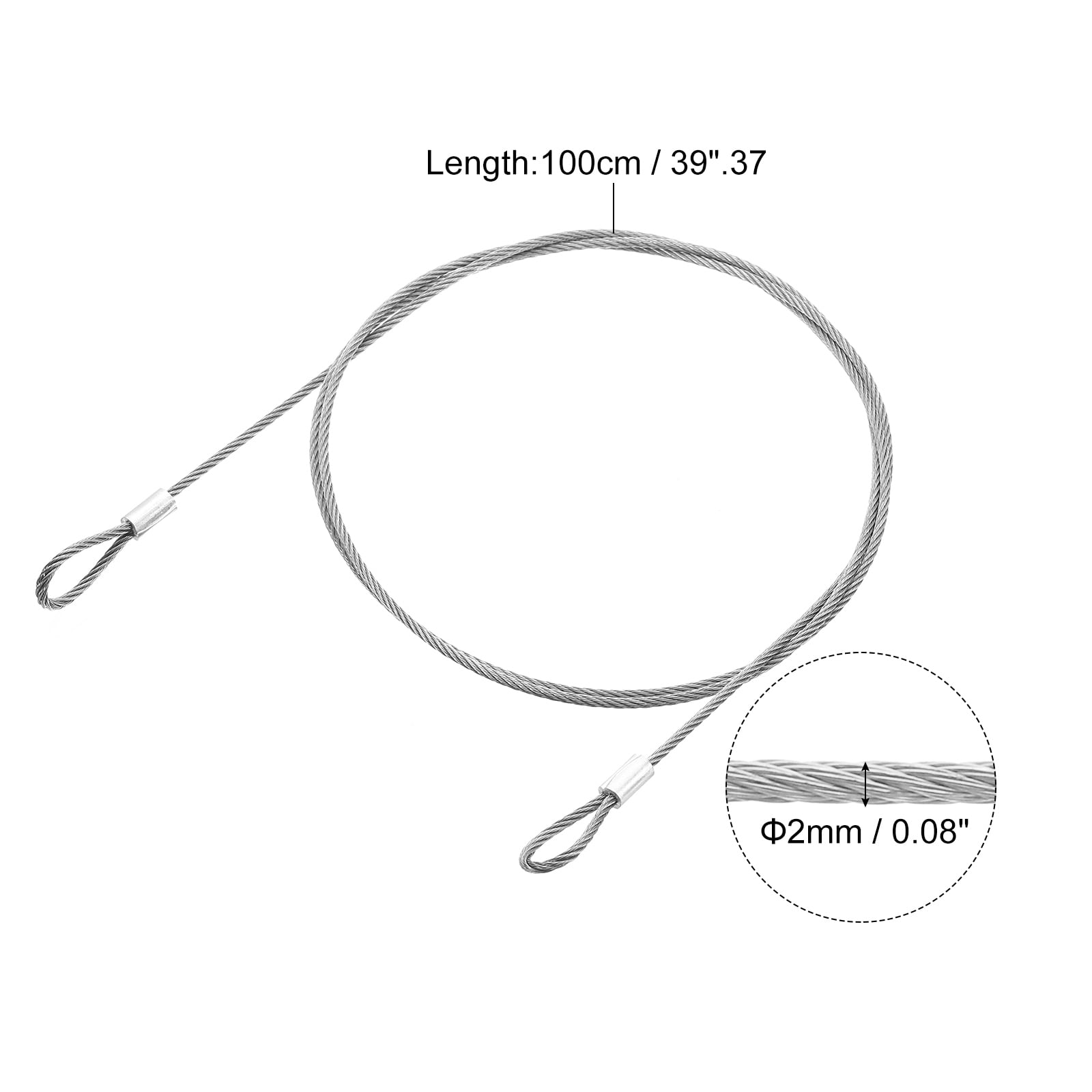 Lanyard Cable, Stainless Steel Wire Cable with Vinyl Coated Loops Security Steel Cable - Black