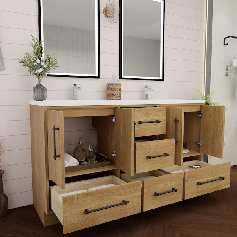 Victoria 60'' Freestanding Vanity with Double Reinforced Acrylic Sink - 59.5