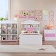 preview thumbnail 8 of 13, 3PS A Set Of Kids Fun House-Shaped Wooden Bed with Nightstand and Storage Rack Pink White