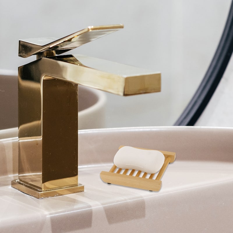Portable Square Soap Dish for Bathroom for Kitchen 4.61"x3.62"x0.83" Brown 1 Pc - Brown