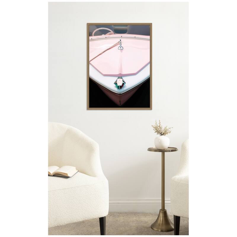 Kate and Laurel Blushed Pink Boat by Alicia Abla Framed Canvas Wall Art Print