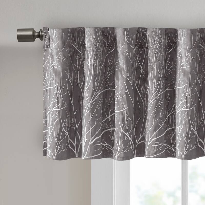 Madison Park Eliza Faux Silk Embroidered Window Valance - 50 x 18"