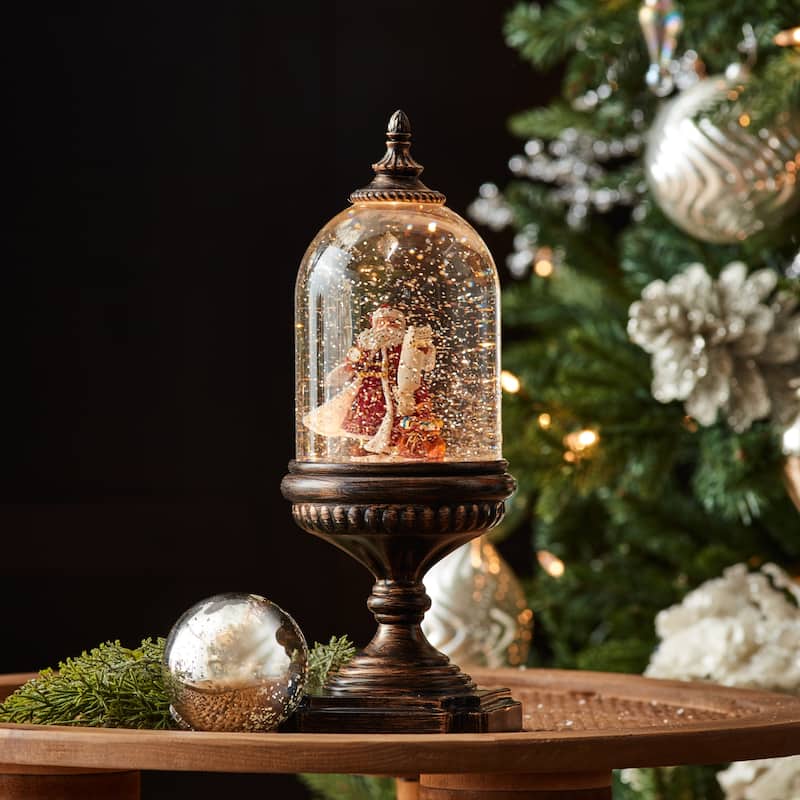 LED Snow Globe with Santa and Toy Bag 12.5"H