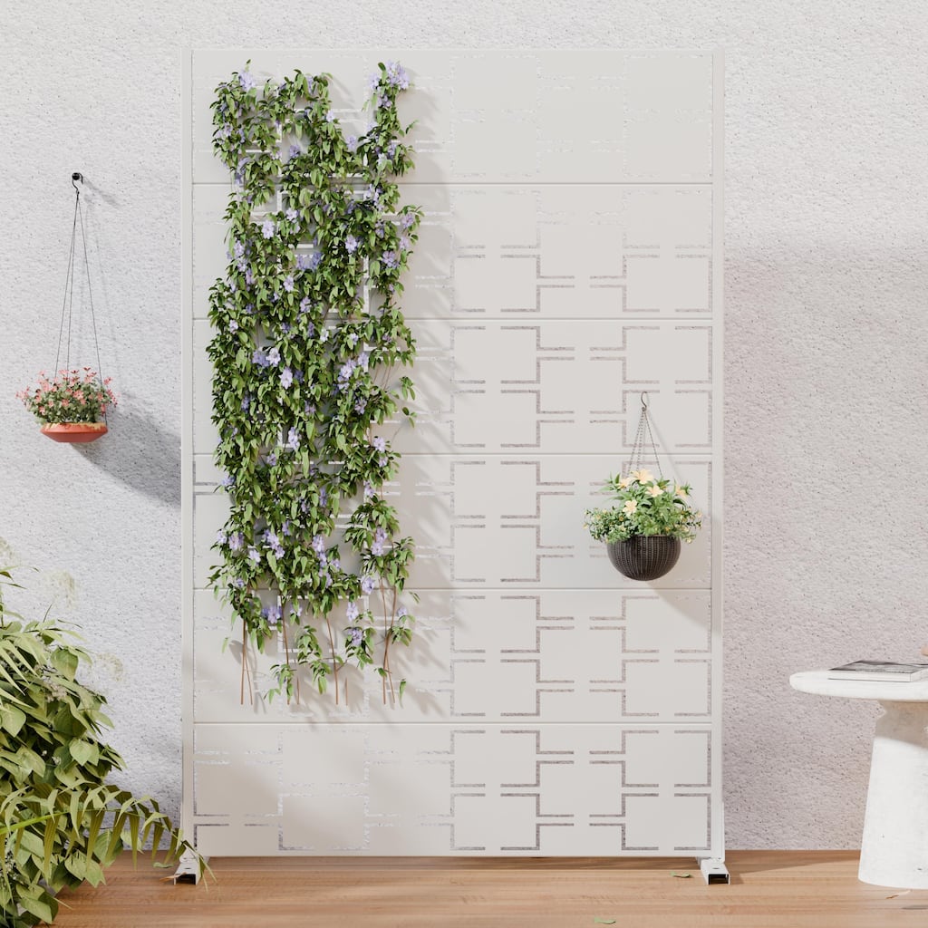 Outdoor Privacy Screen Waterproof & Rustproof Metal Room Divider Movable Decorative Cut-Out Panel - 72"H x 47"W