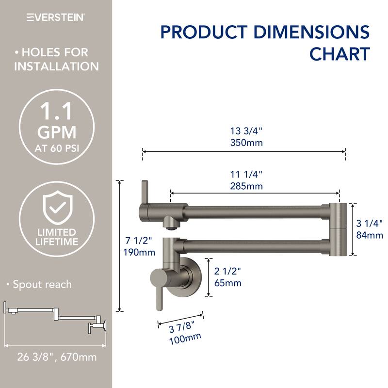 Wall Mounted Cold-Water Pot Filler,Folding Kitchen Faucet
