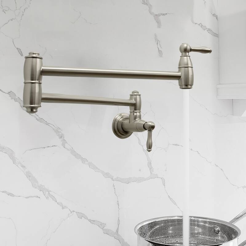 Copper Wall-Mounted Pot Filler Faucet - Brushed Nickel