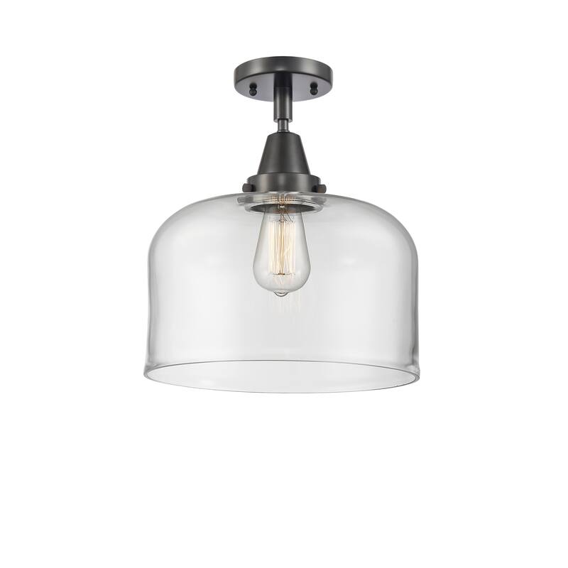 Innovations Lighting Caden Bell - 1 Light 12" Flush Mount - Clear/Matte Black